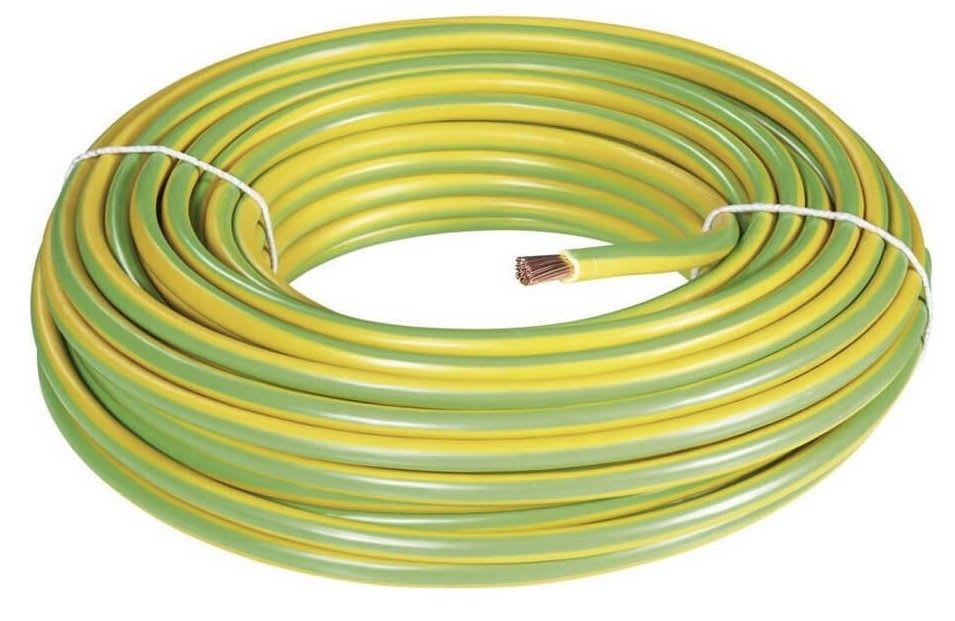 Teddington - Câble de terre 6 mm²  vert / jaune, bobine de 100 m