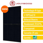 Teddington - Panneau solaire 500 W Full Black Cadre noir transparent - Bifacial Biverre