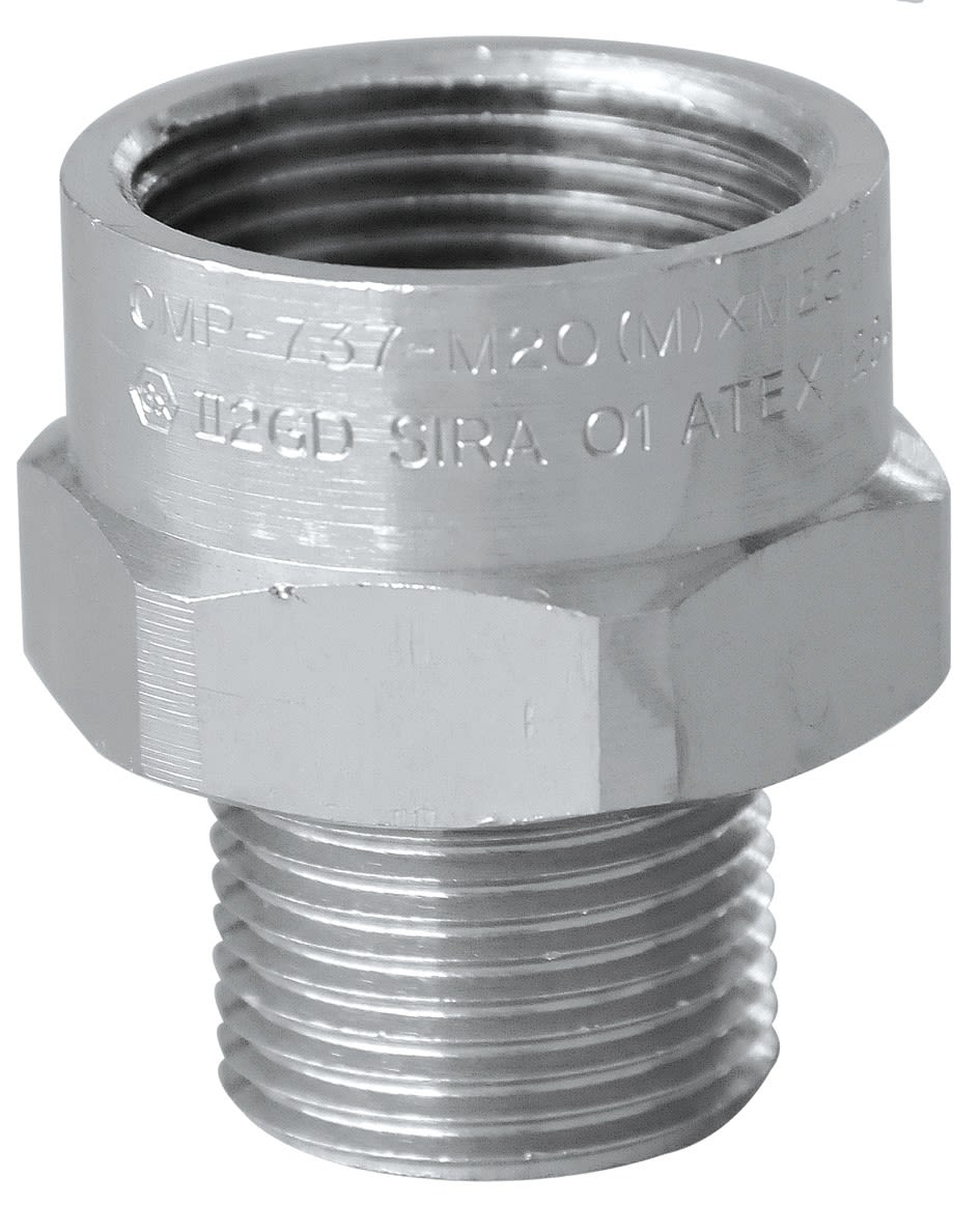 Atx - 737 - Adaptateur Laiton nickelé 1-1/2" NPT(M) - M40(F) ATEX / IECEx