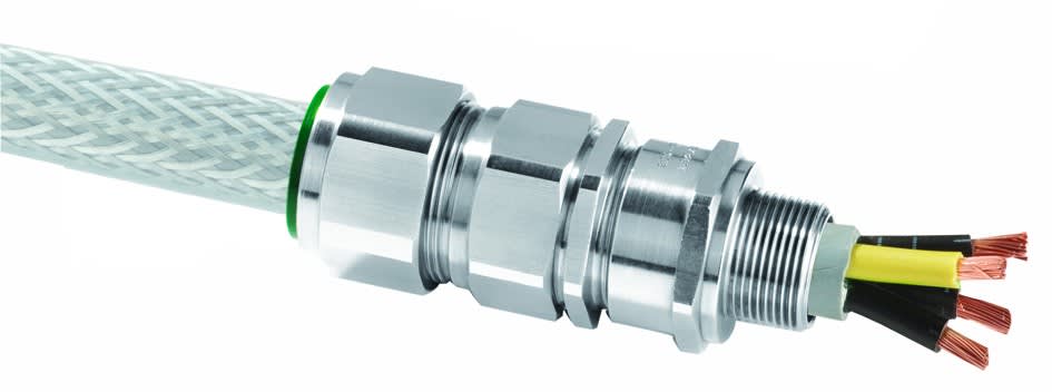Atx - E1FX - Presse etoupe cable arme Laiton nickelé M50 ATEX / IECEx