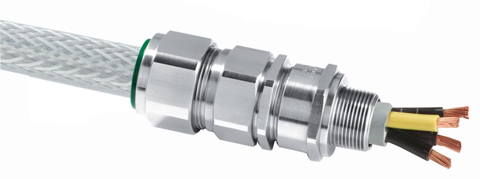 Atx - E1FX - Presse etoupe cable arme Laiton nickelé M20 ATEX / IECEx