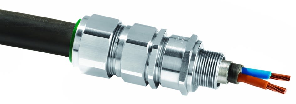 Atx - E2FX - Presse etoupe cable arme Laiton nickelé 1/2" NPT ATEX / IECEx