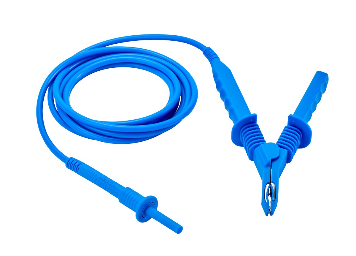 Chauvin-Arnoux - Cordon 5kV avec pince croco HT bleue, longueur 3m