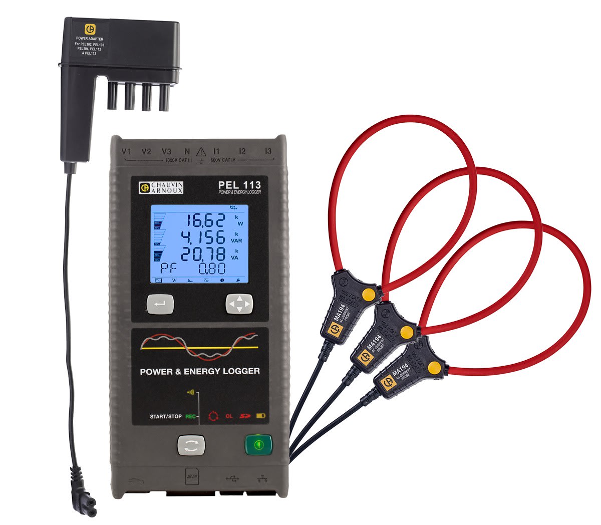 Chauvin-Arnoux - PEL113 Enregistreur de puissance et d'énergie triphasé avec MA194-350