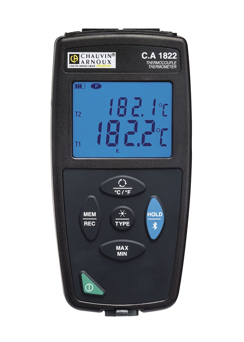 Chauvin-Arnoux - CA 1822 Thermomètre portable 2 voies pour Thermocouple K/ J /T/ E/ N/ R/ S