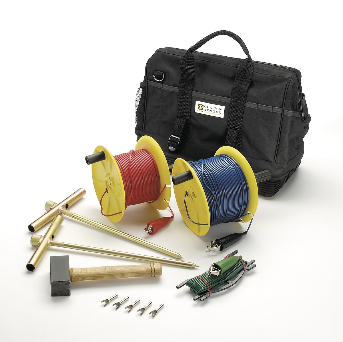 Chauvin-Arnoux - Kit de Terre 3P, 50m avec piquets, bobines et maillet