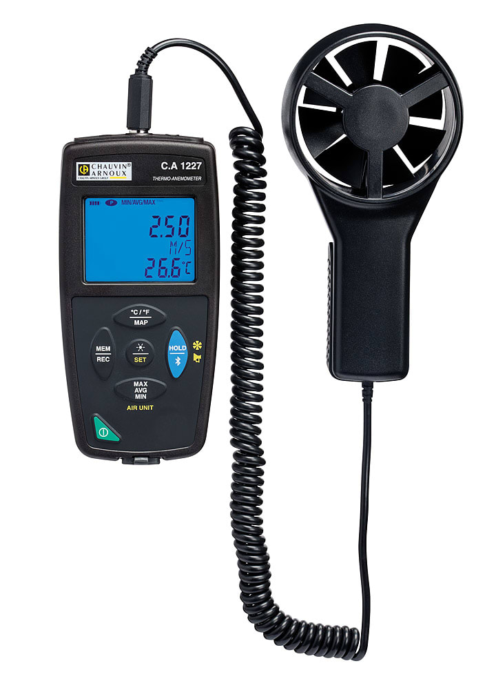 Chauvin-Arnoux - CA 1227 Thermo-Anémomètre portable, enregistreur Bluetooth et USB