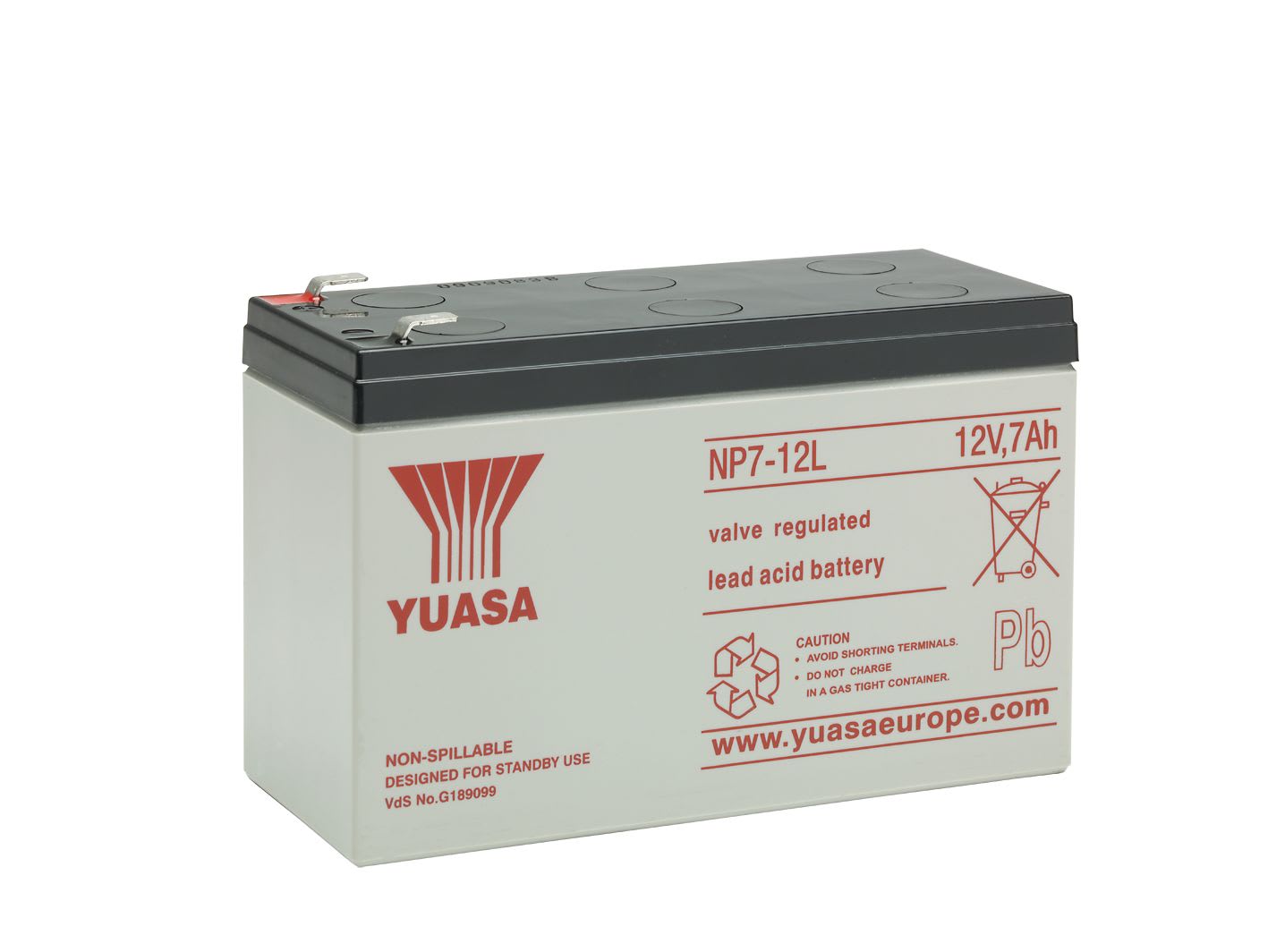 Yuasa - Batterie stationnaire étanche au plomb NP 7Ah 12V - cosse large 6,35mm
