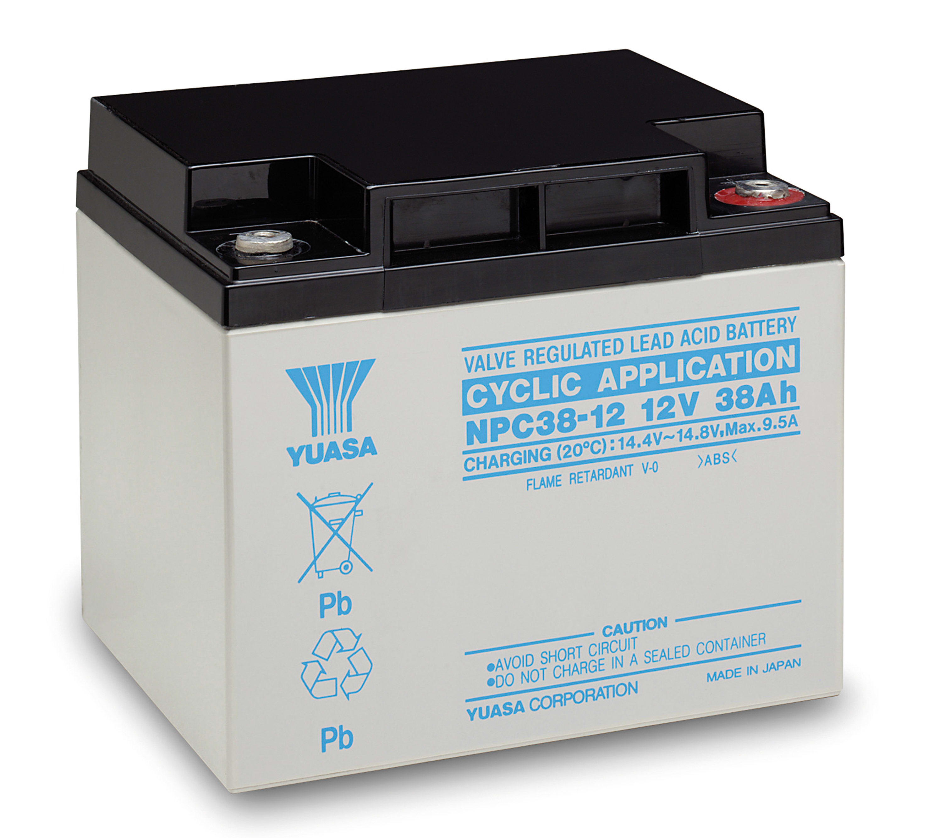 Yuasa - Batterie stationnaire étanche au plomb NPC 38Ah 12V application cyclage