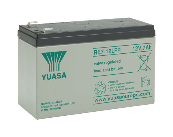 Yuasa - Batterie stationnaire étanche  7Ah 12V Faston 6.35 bac V0 duree de vie : 10 ans