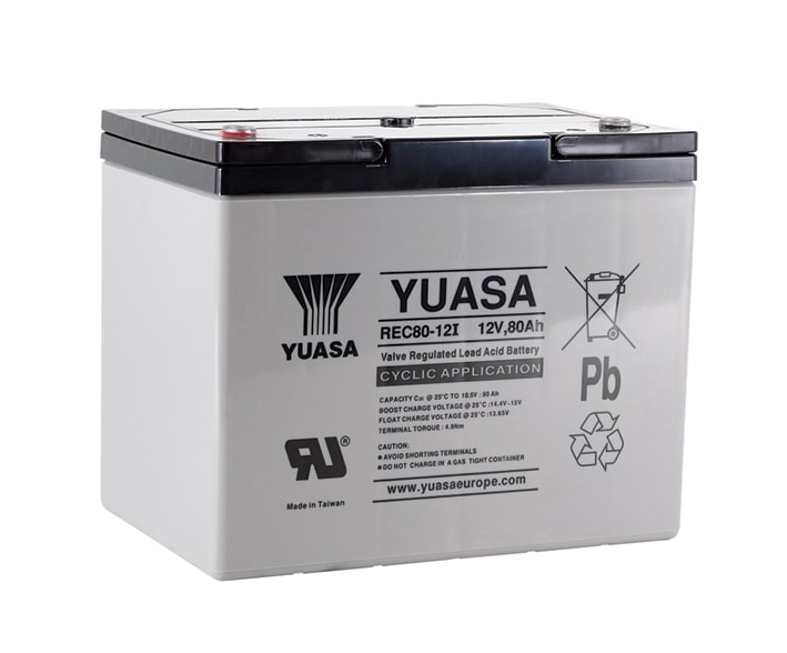 Yuasa - Batterie stationnaire étanche au plomb 80Ah 12V application cyclage