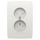Niko - PRISE DOUBLE VERT. AVEC BROCHE DE TERRE, 24MM, APPAREIL COMPL.