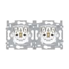 Niko - SOCLE PRISE DOUBLE HOR., BROCHE DE TERRE, 28,5MM, CONN. RAP.