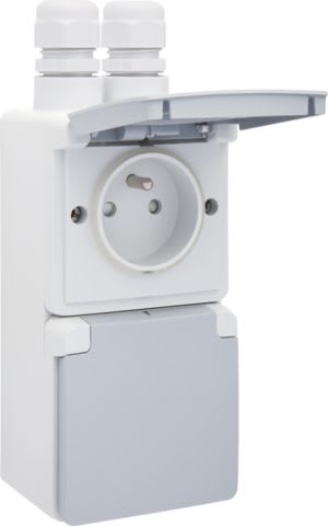 Niko - PRISE DOUBLE VERTICALE ÉTANCHE, AVEC BROCHE DE TERRE, VIS