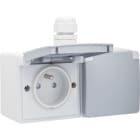 Niko - PRISE DOUBLE HORIZONTALE ÉTANCHE, AVEC BROCHE DE TERRE, VIS