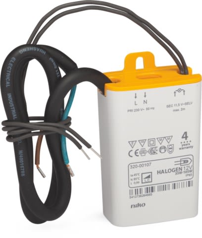 Niko - TRANSFORMATEUR ÉLECTRON. 105W, IP65, FILS EN CAOUTCHOUC ISOLÉS