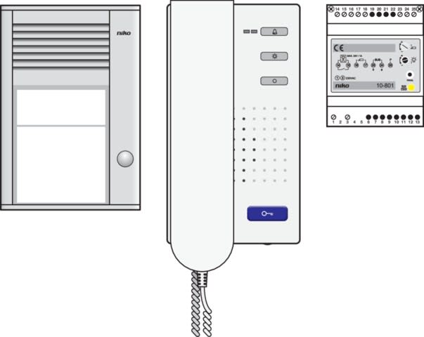 Niko - KIT AUDIO, POSTE EXT./INT., 1 BOUTON DE SONNETTE, PRÉPROGRAMMÉ