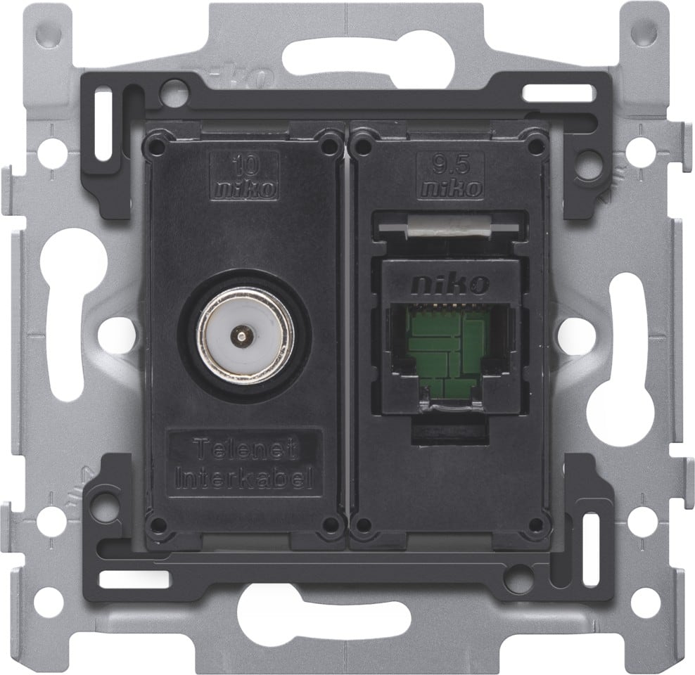 Niko - COAX + CONNEXION RJ45 UTP CAT. 6, PLAT, 60X71, VIS
