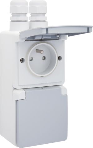 Niko - PRISE DOUBLE VERT. ÉTANCHE, AVEC BROCHE DE TERRE, CONN. RAPIDE