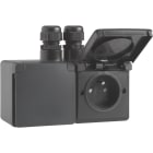 Niko - PRISE DOUBLE HORIZONTALE ÉTANCHE, AVEC BROCHE DE TERRE, VIS