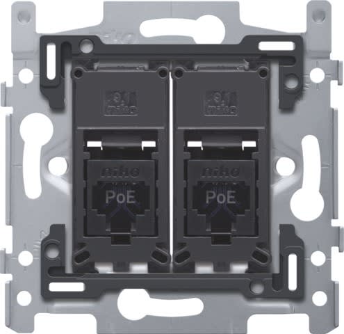 Niko - 2 CONNEXIONS RJ45 UTP CAT6, POE++, PLAT, 60X71, VIS