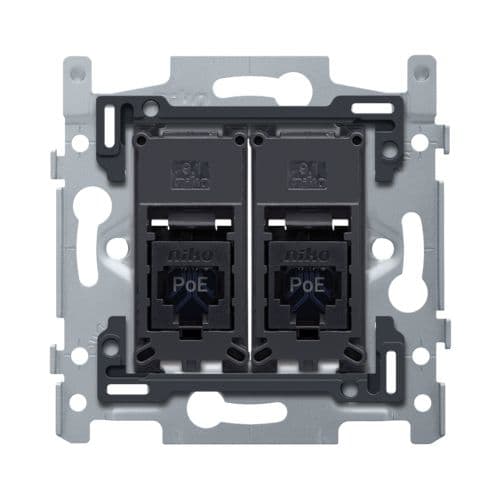 Niko - 2 CONNEXIONS RJ45 UTP CAT6, POE++, PLAT, 60X71, VIS