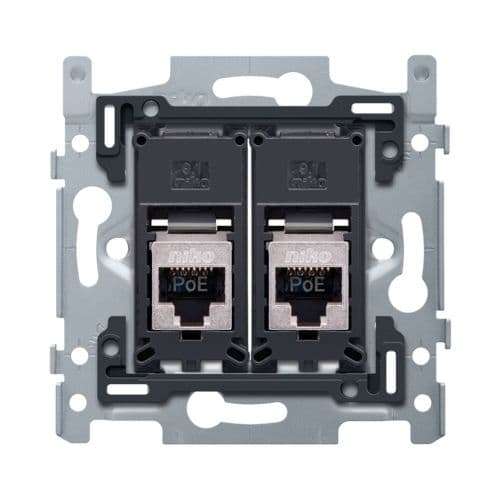Niko - 2 CONNEXIONS RJ45 STP CAT6, POE++, PLAT, 60X71, VIS