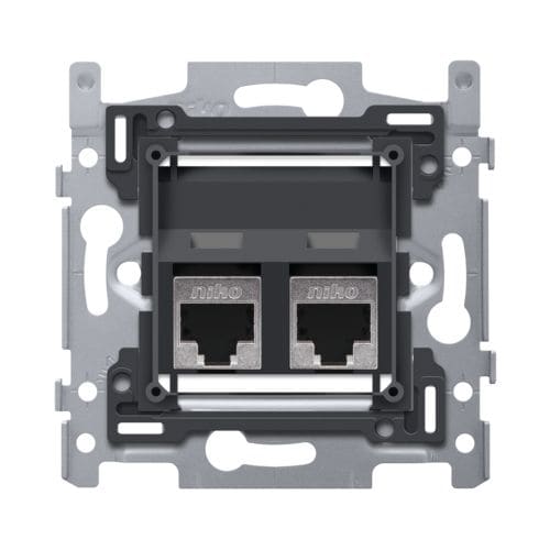 Niko - 2 CONNEXIONS RJ45 STP CAT6A, POE++, OBLIQUE, 60X71, VIS