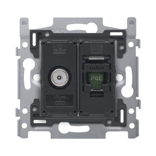 Niko - COAX/CONNEXION RJ45 UTP CAT6A, POE++, PLAT, 60X71, VIS