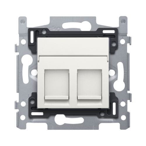 Niko - 2 CONNEXIONS RJ45 UTP CAT5E + FINITION, POE++, PLAT, 60X71, VIS