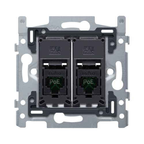 Niko - 2 CONNEXIONS RJ45 UTP CAT5E, POE++, PLAT, 60X71, VIS