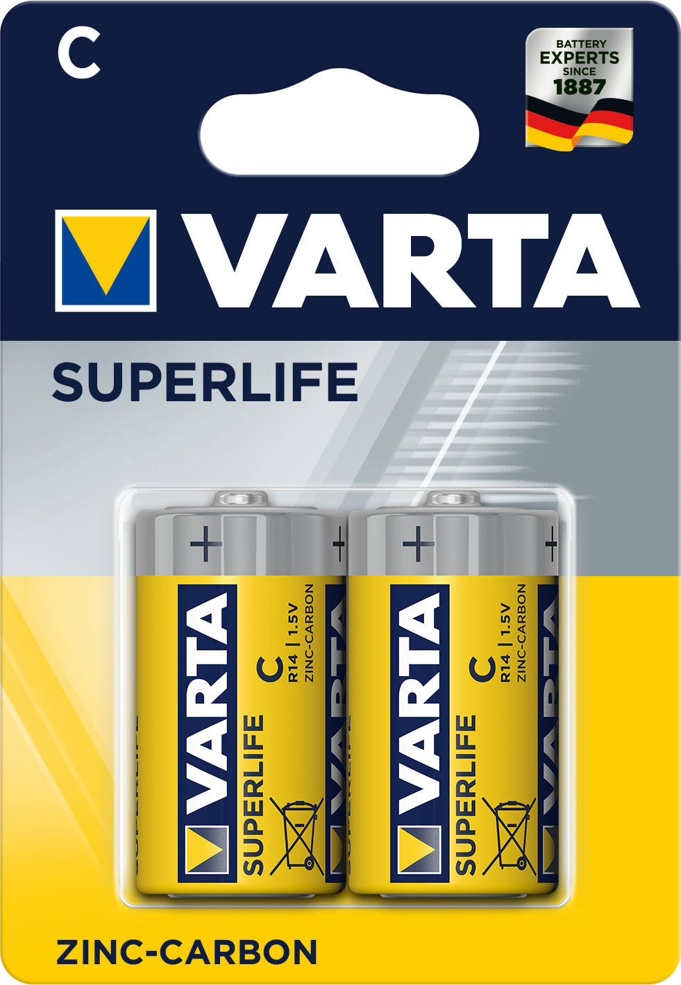 Varta - Pile saline SUPER HEAVY DUTY R14/C. Blister x2