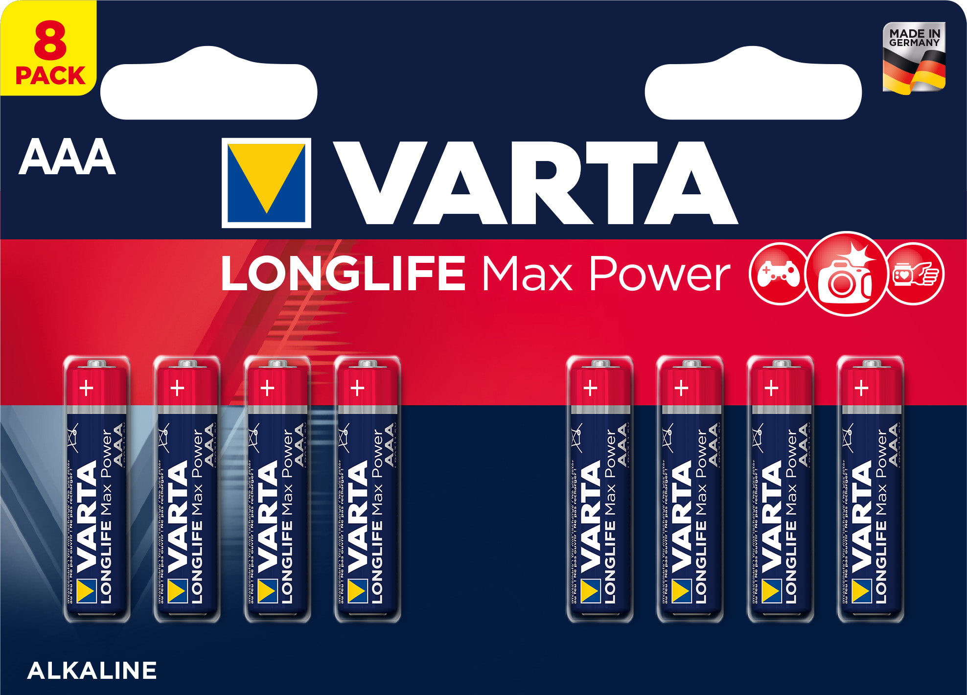 Varta - Pile Alcaline LONGLIFE MAX POWER LR03/AAA. Blister x8