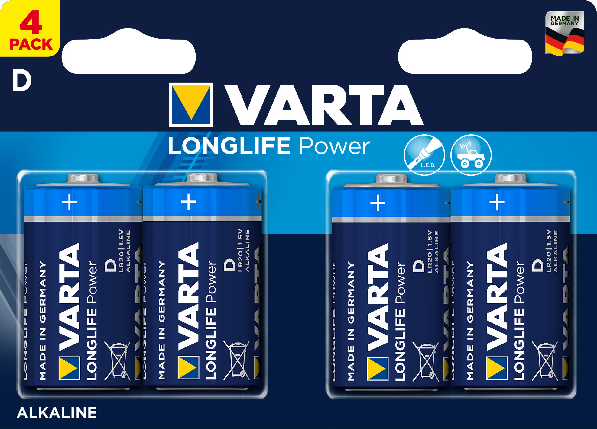 Varta - Pile Alcaline LONGLIFE POWER LR20/D. Blister x4