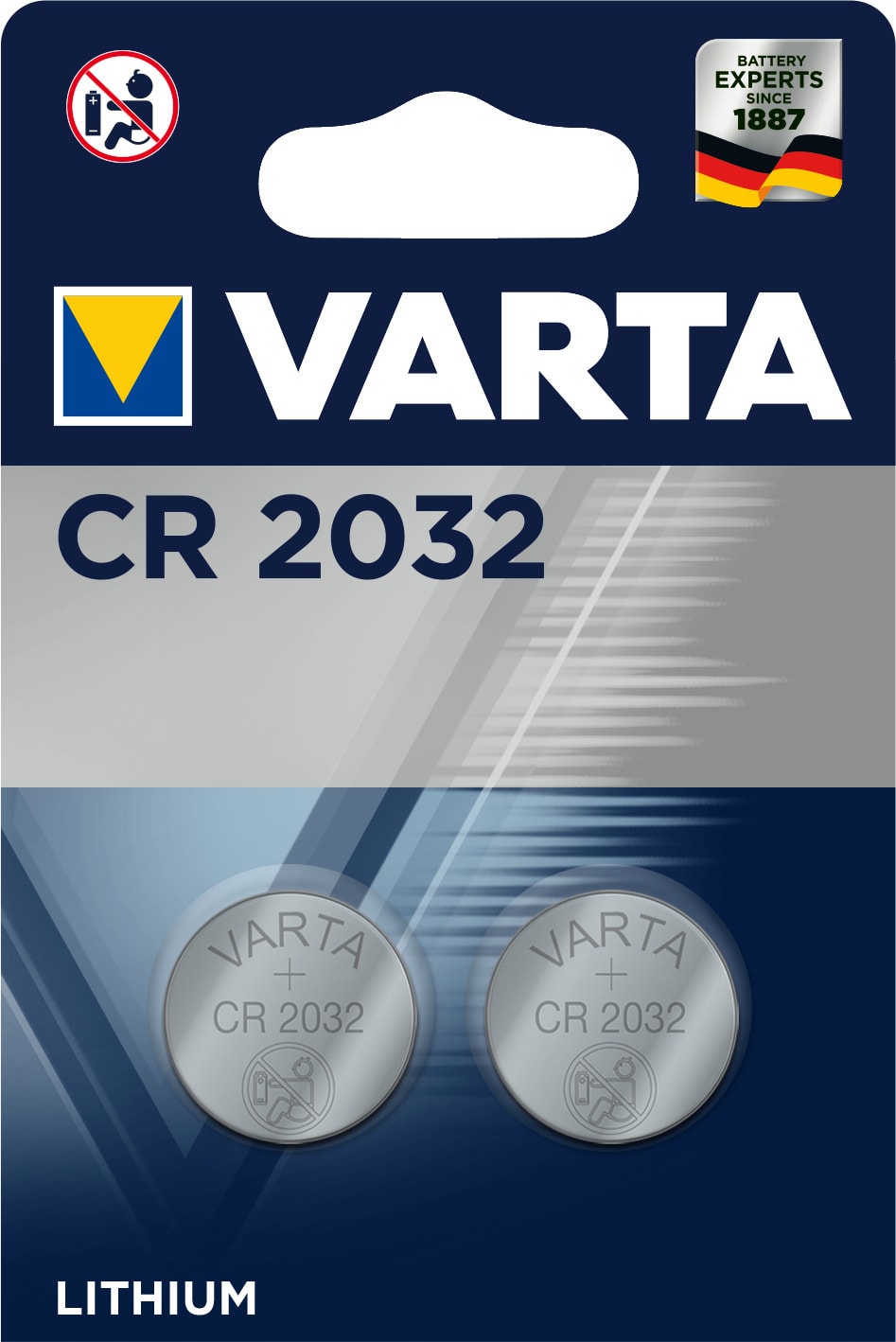 Pile lithium CR2032 - 3V. Blister x2 Varta