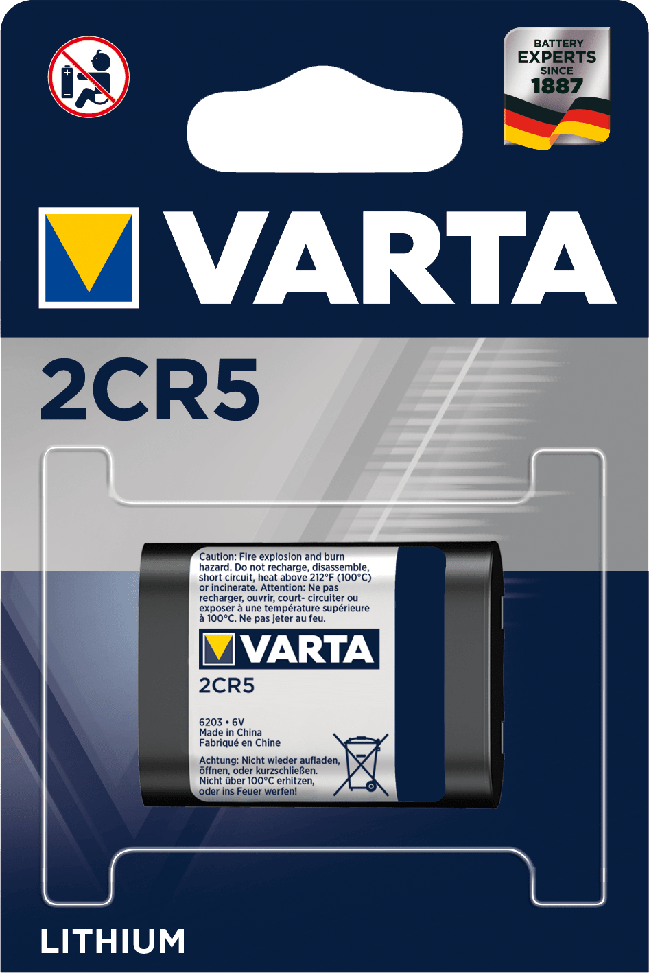 Varta - Pile lithium photo 2CR5. Blister x1