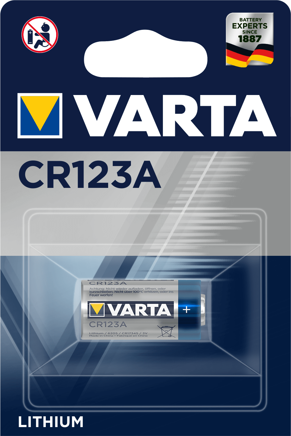 Varta - Pile lithium photo CR123. Blister x1