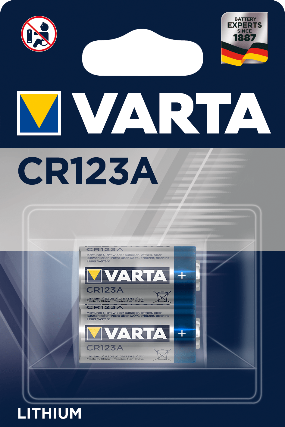 Varta - Pile lithium photo CR123. Blister x2