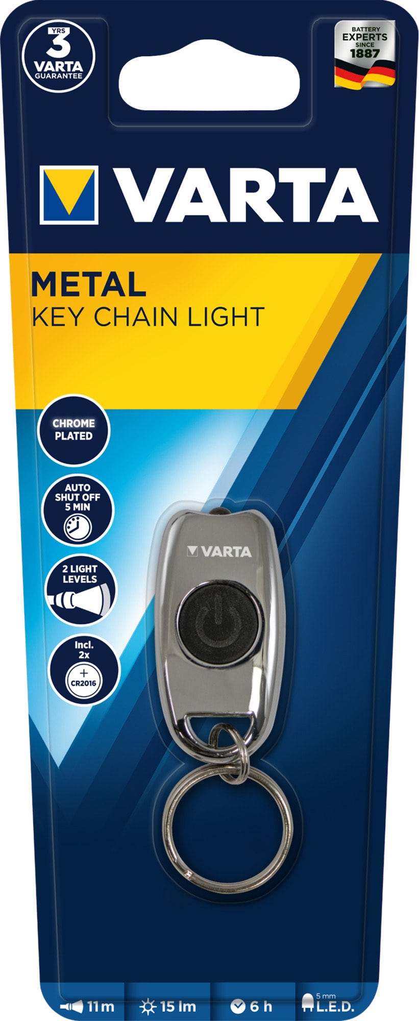 Varta - METAL KEY CHAIN LED 2xCR2016 incluses