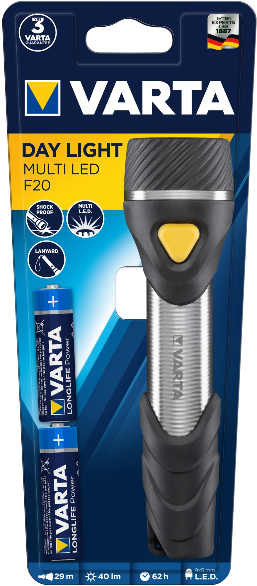 Varta - LAMPE DE POCHE LED - 2 piles  AA alcalines incluses