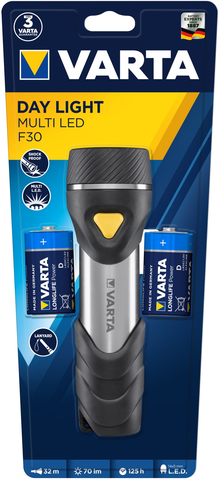 Varta - LAMPE DE POCHE LED - 1 pile D alcaline incluse