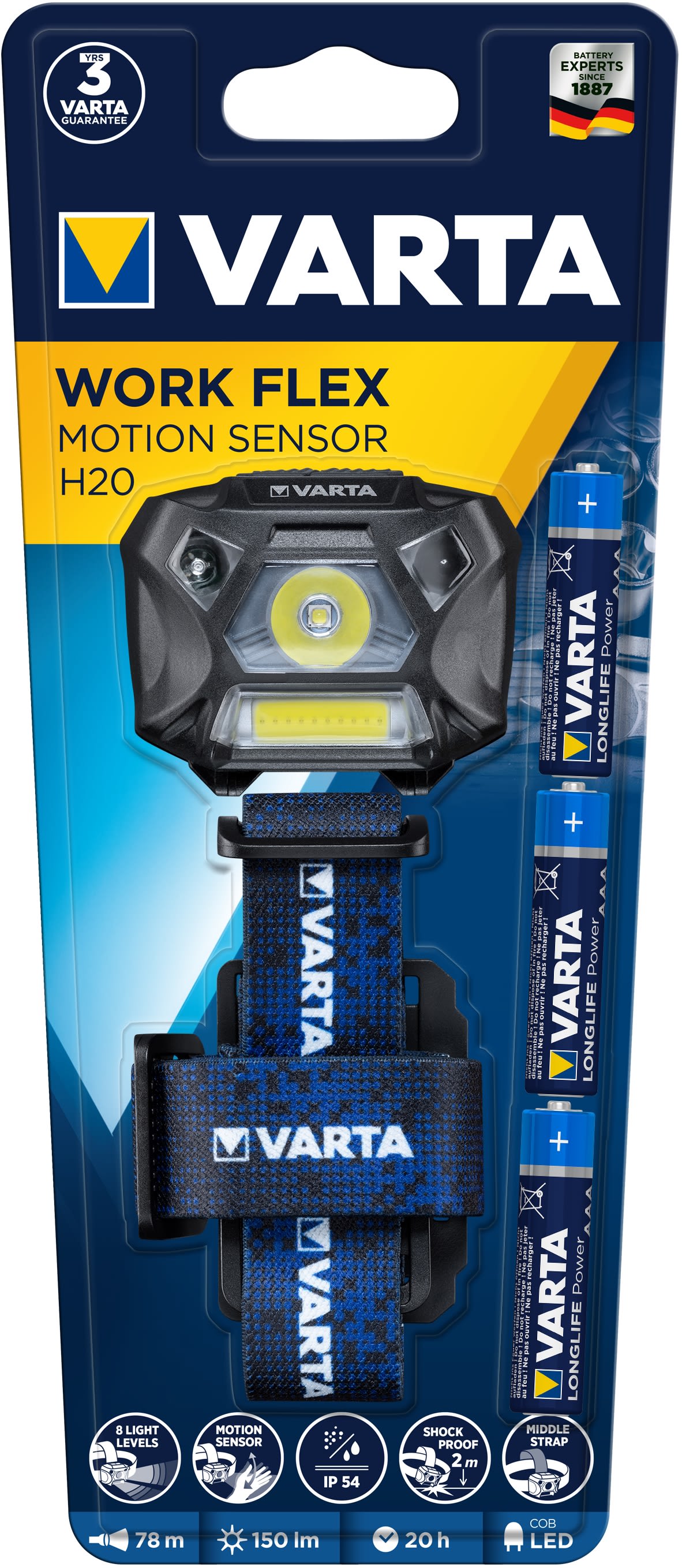 Varta - Torche frontale Workflex Motion Sensor H20