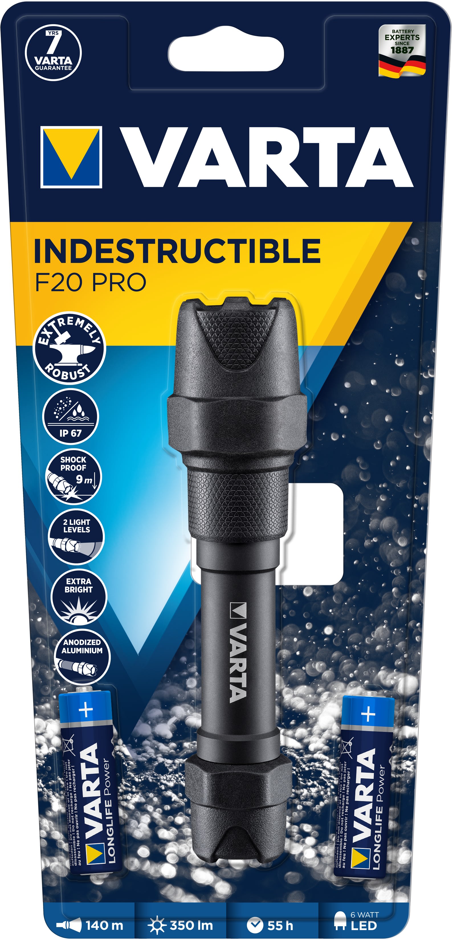 Varta - Torche Indestructible Pro F20 - 2AA incluses