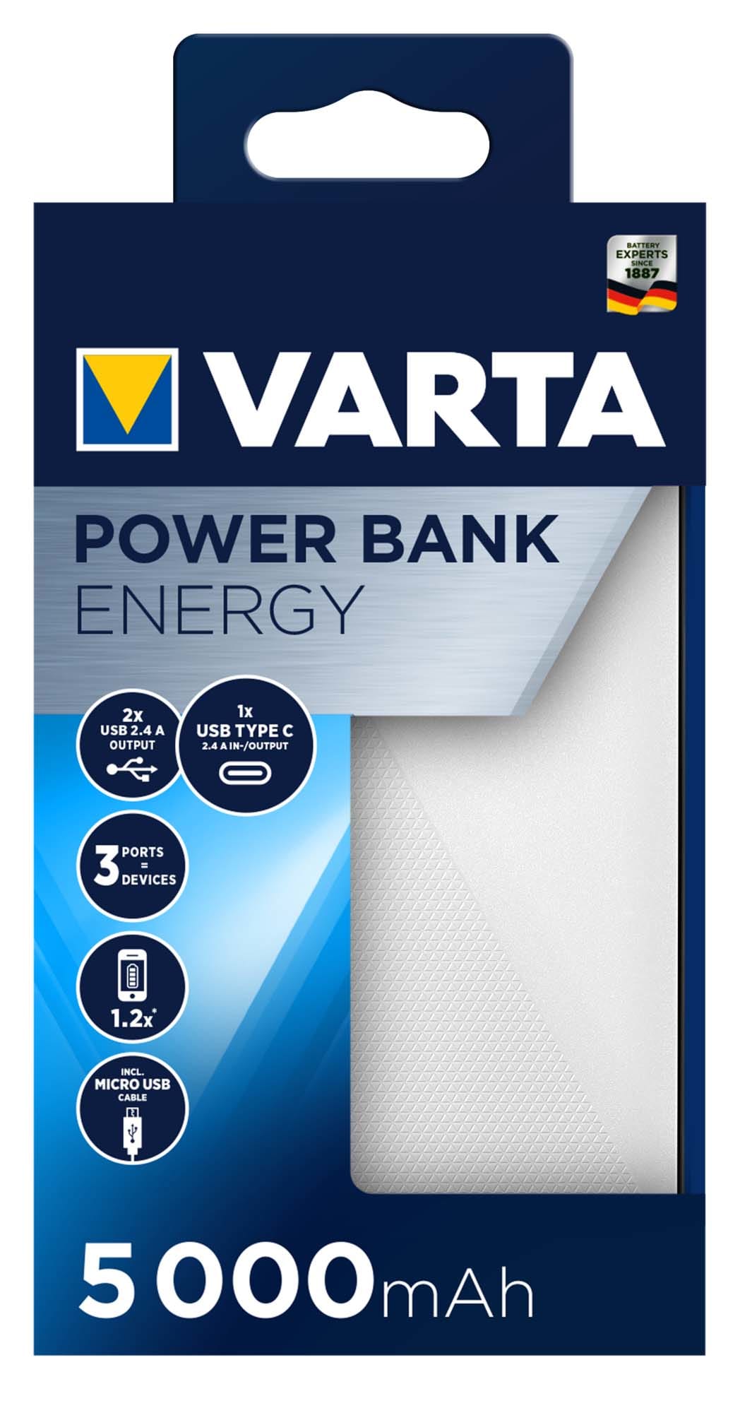 Varta - POWER BANK ENERGY 5000 mAh- cable Micro USB inclus
