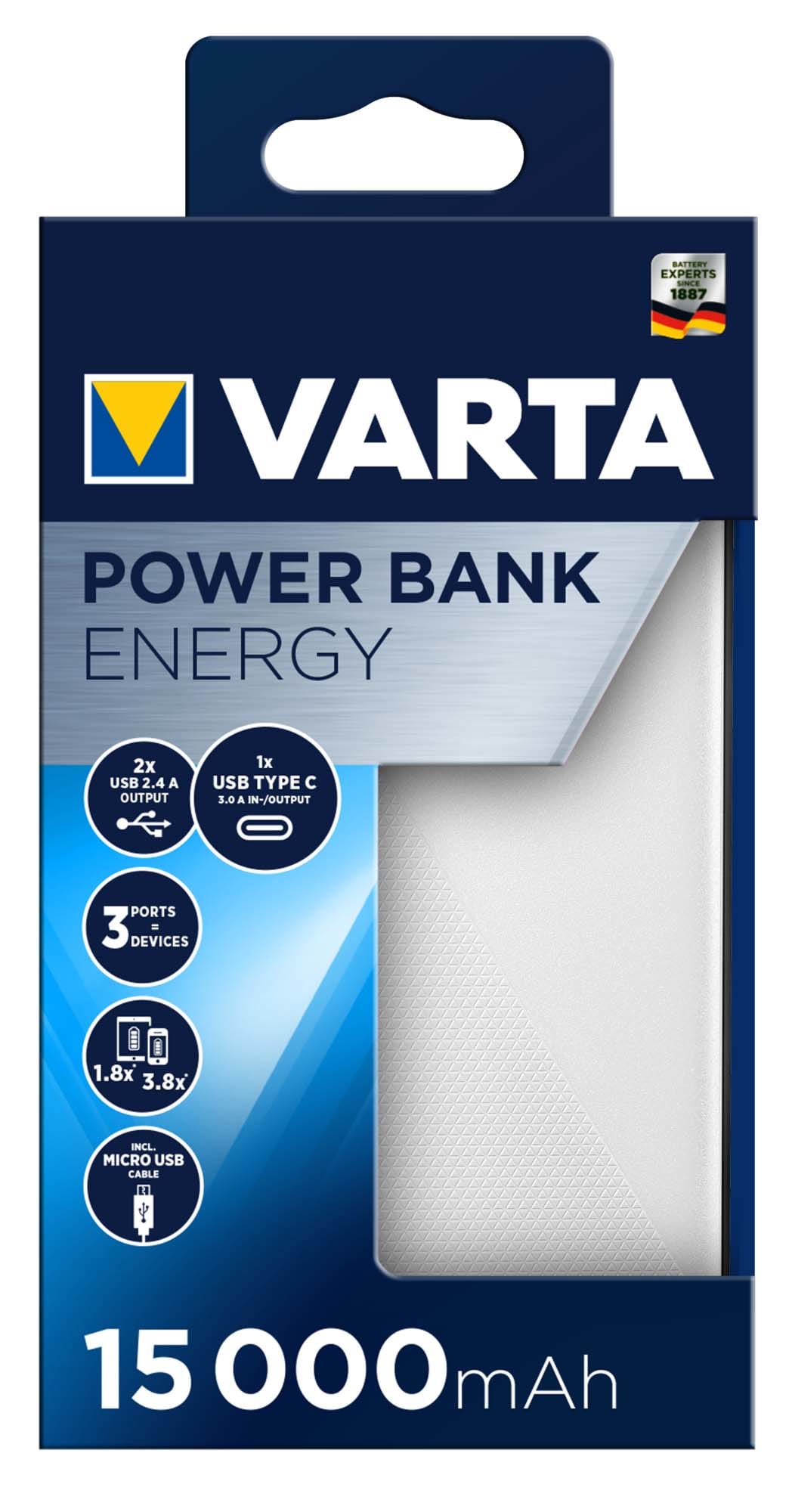 Varta - POWER BANK ENERGY 15000 mAh- cable Micro USB inclus