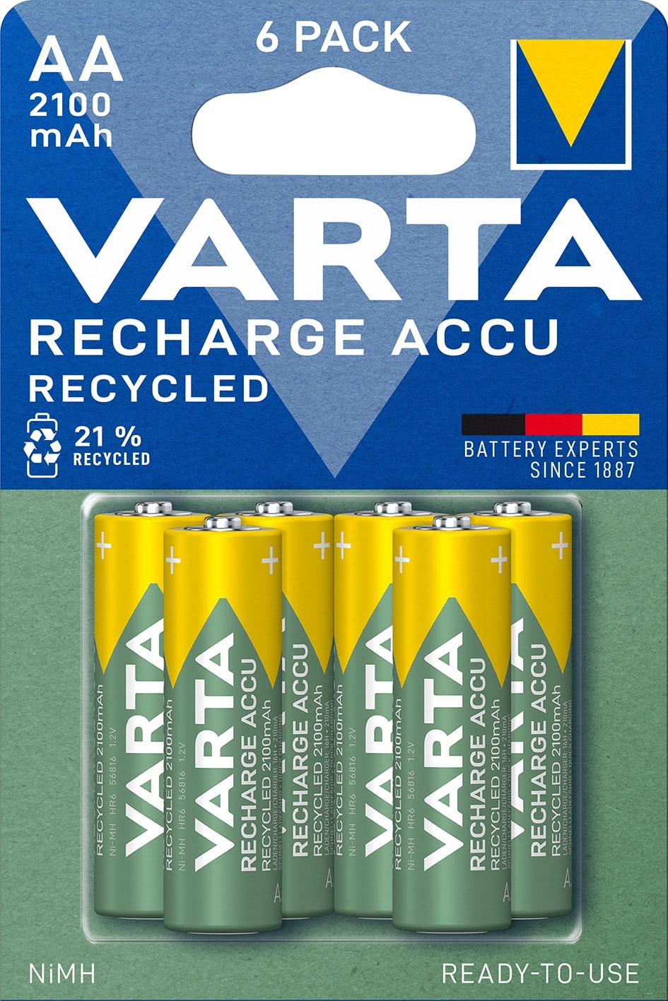 Varta - Accu Recycled HR03/AAA 2100 mAh. Blister x6