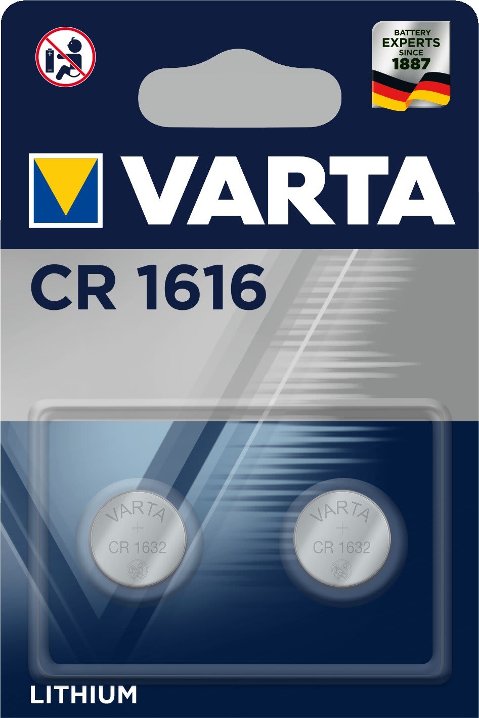 Varta - Pile lithium CR1616 - 3V. Blister x2