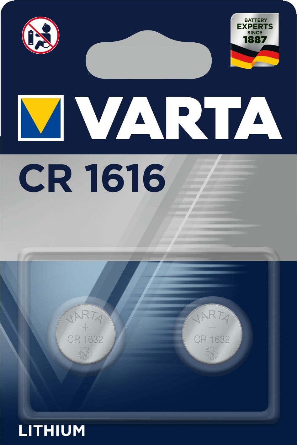 Varta - Pile lithium CR1616 - 3V. Blister x2