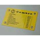 Cembre - Plaque personnalisable de type MG2-VRT-RH 82 x 142 mm blanche