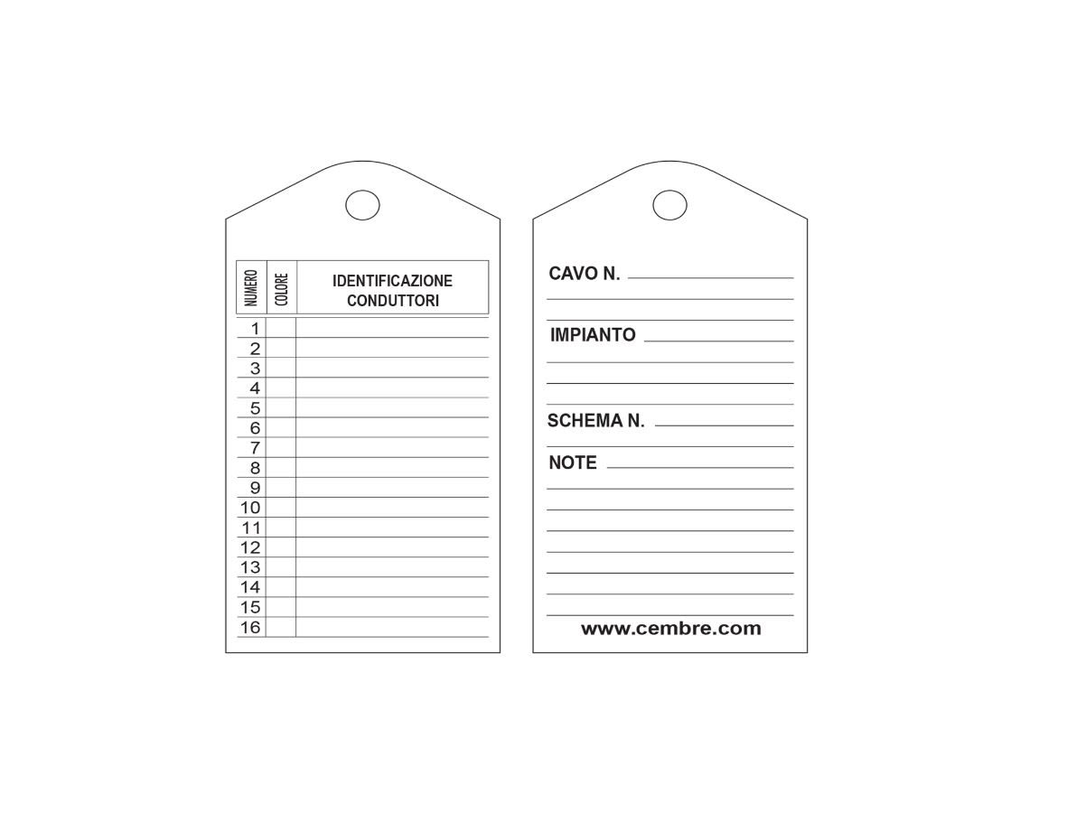 Cembre - Etiquette WIT-W 56008 (49X99X0.5 blanche)